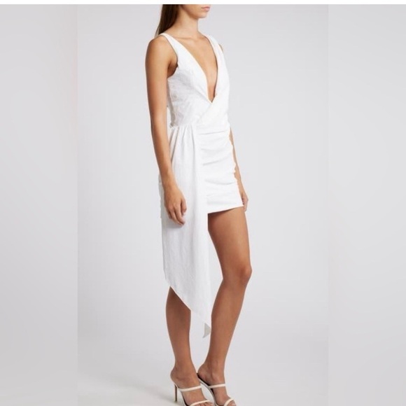 Mistress Rocks Dresses & Skirts - Mistress Rocks Plunge Drape Cocktail Minidress
White